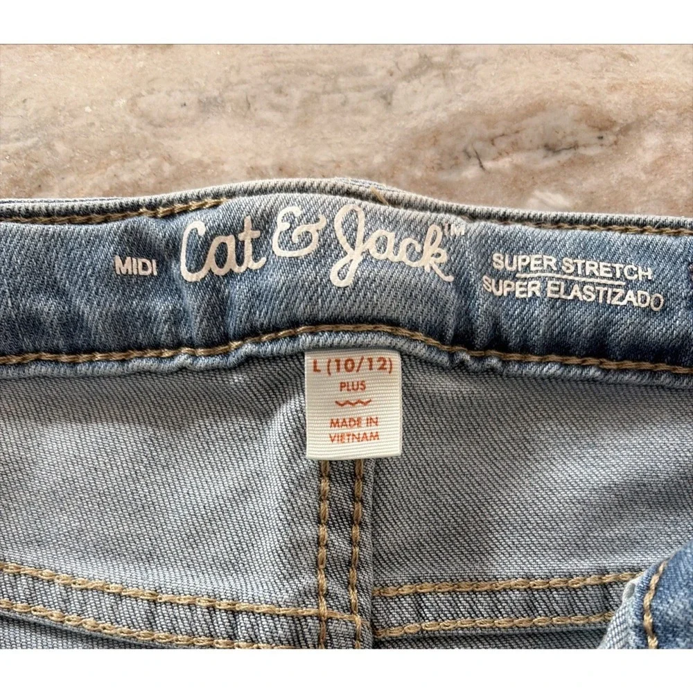 Cat & Jack Girl's Midi Shorts Size L (10/12) Plus, Stretch Adjustable Waist NWT
